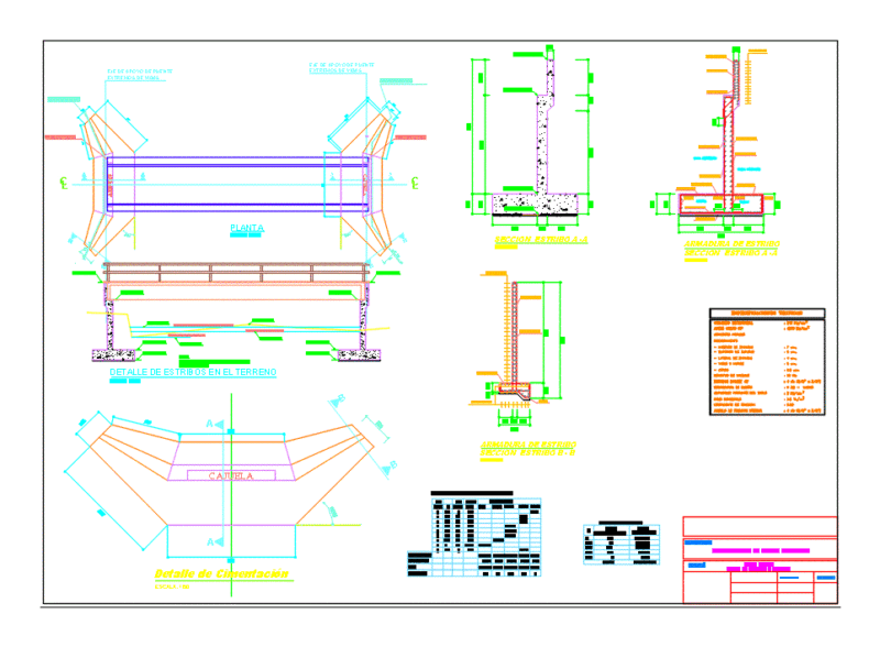 Bridge 25m; Steps And Details DWG Detail for AutoCAD