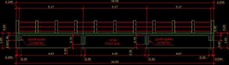 Bridge Of 16m Long DWG Block for AutoCAD