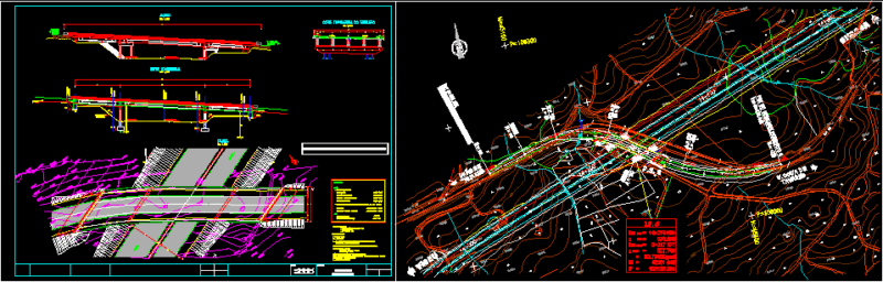 Bridge On Highway DWG Section for AutoCAD