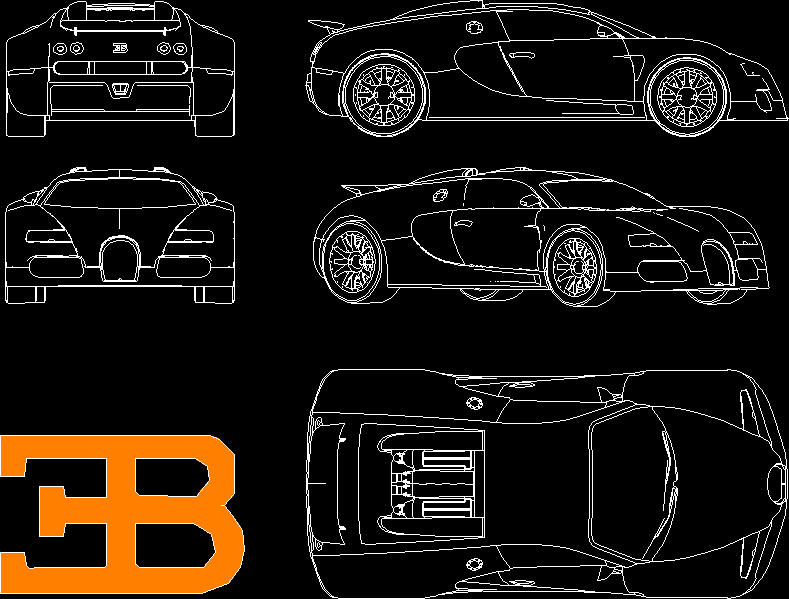 Bugatti Veyron Car DWG Block for AutoCAD  Designs CAD