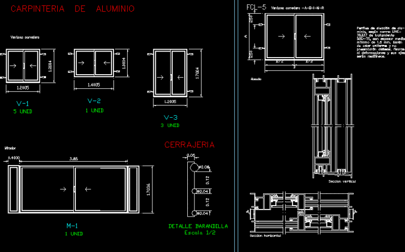 Carpentry Of Aluminium DWG Detail for AutoCAD