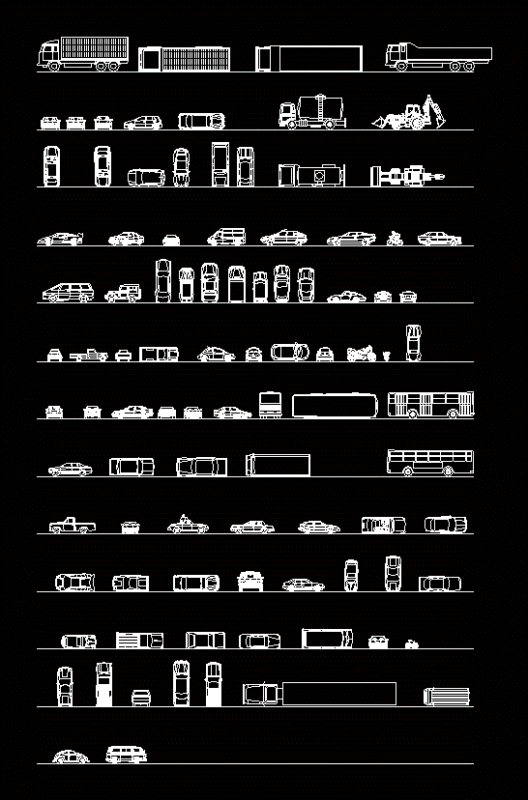 Cars – Trucks In Plan And Elevation 2D DWG Plan for AutoCAD
