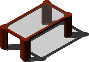 Wood and Glass Center Table 3D DWG Model for AutoCAD