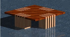 Square Shaped Wooden Center Table 3D DWG Model for AutoCAD