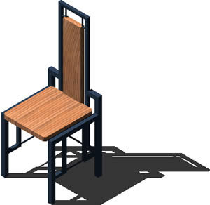 High Back Metal Frame Wooden Chair 3D DWG Model for AutoCAD • Designs CAD