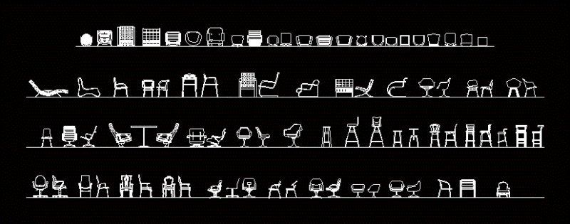 Chairs In Plan And Elevation 2D DWG Plan for AutoCAD