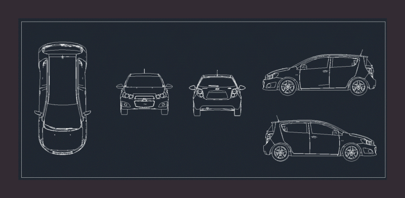 Chevrolet Aveo 2011 DWG Plan for AutoCAD
