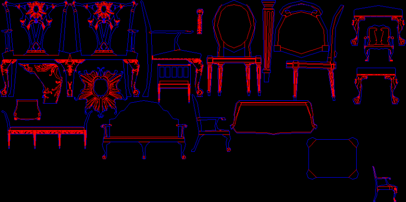 Classic French Furniture, Louis Xvi, Xvii And Xix DWG Block for AutoCAD