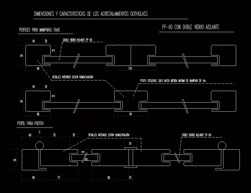 Closeup Of Glass For Protection Against Fire DWG Detail for AutoCAD