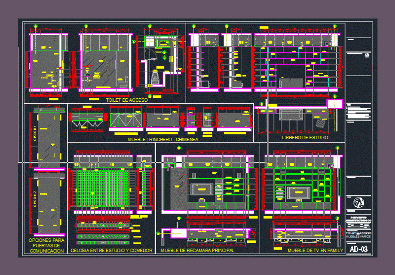 Communication Ports; Closet And Tv Room DWG Detail for AutoCAD