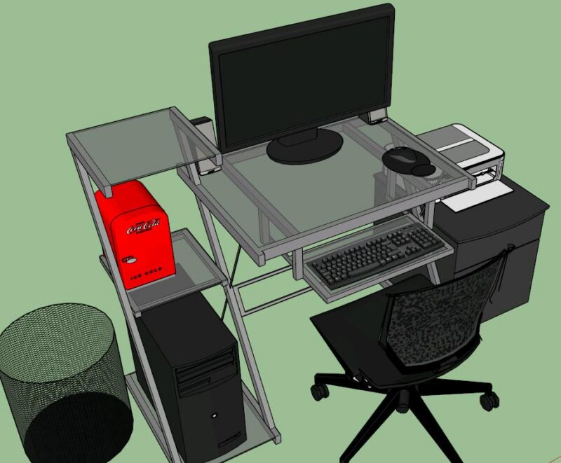 Computer Table 3D SKP Model for SketchUp
