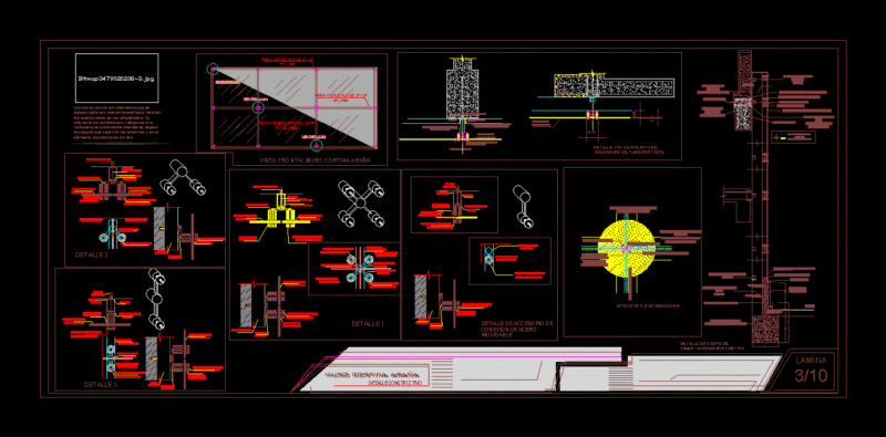Construction Details Curtain Wall Spider DWG Plan for AutoCAD
