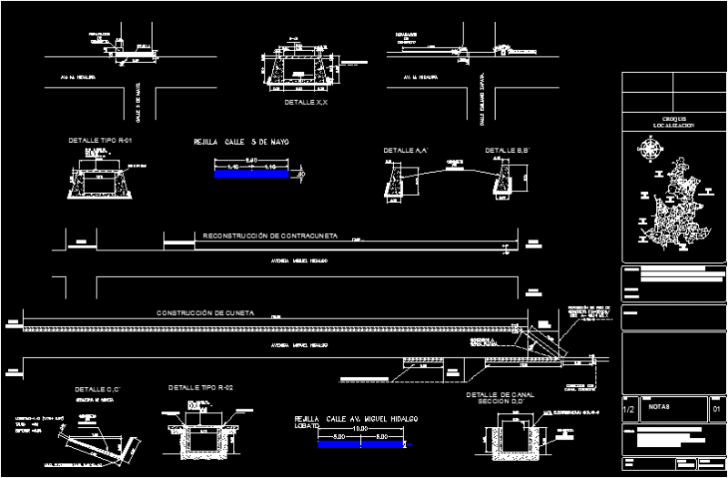 Construction Of Curbs And Channeling Stormwater DWG Section for AutoCAD