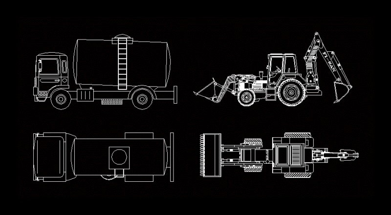 Contains Trucks DWG Plan for AutoCAD