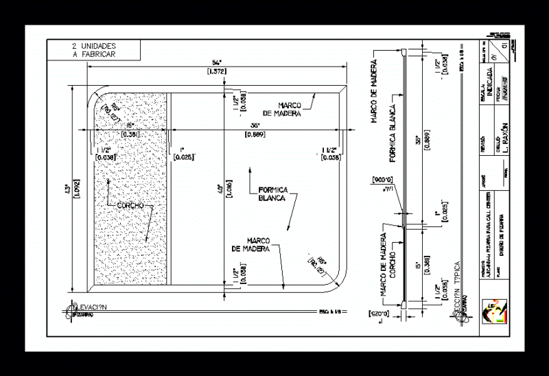 Corkboard And Formica DWG Block for AutoCAD