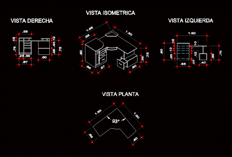 Corner Desk DWG Block for AutoCAD