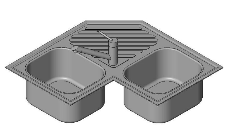 Corner Double Sink 3D RFA Model