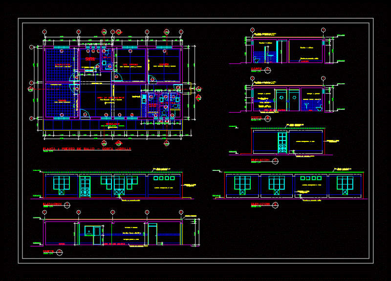 Costa Health Post Type DWG Block for AutoCAD
