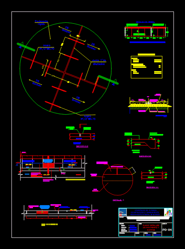 Court And Details Of Pavement And Ramps DWG Detail for AutoCAD