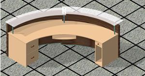 Curved Wooden Desk 3D DWG Model for AutoCAD