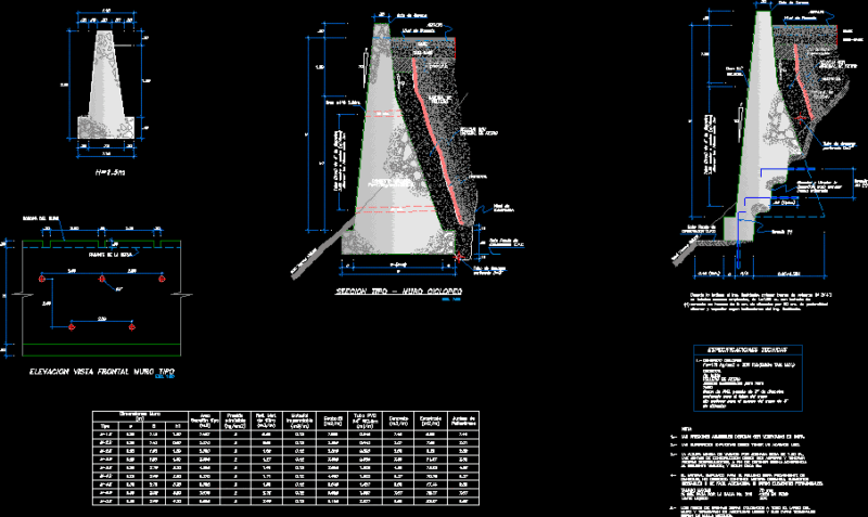 Cyclopean Concrete Wall DWG Plan for AutoCAD