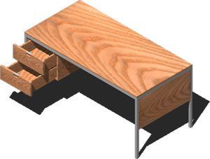 Single Pedestal Desk 3D DWG Model for AutoCAD