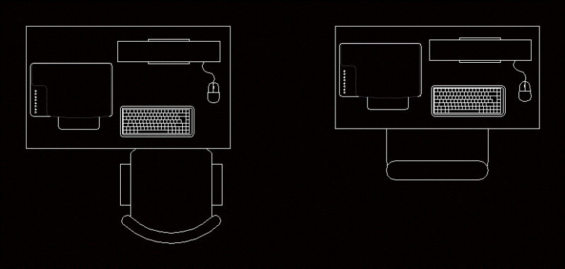 Desk With Complete Equipment DWG Block for AutoCAD