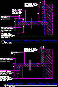 Wall Fixed Granite Table 2D DWG Section for AutoCAD