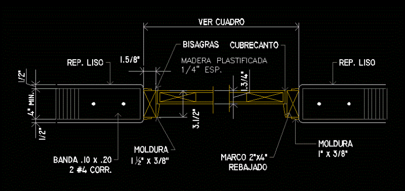 Detail Door Frame Entamborada DWG Section for AutoCAD