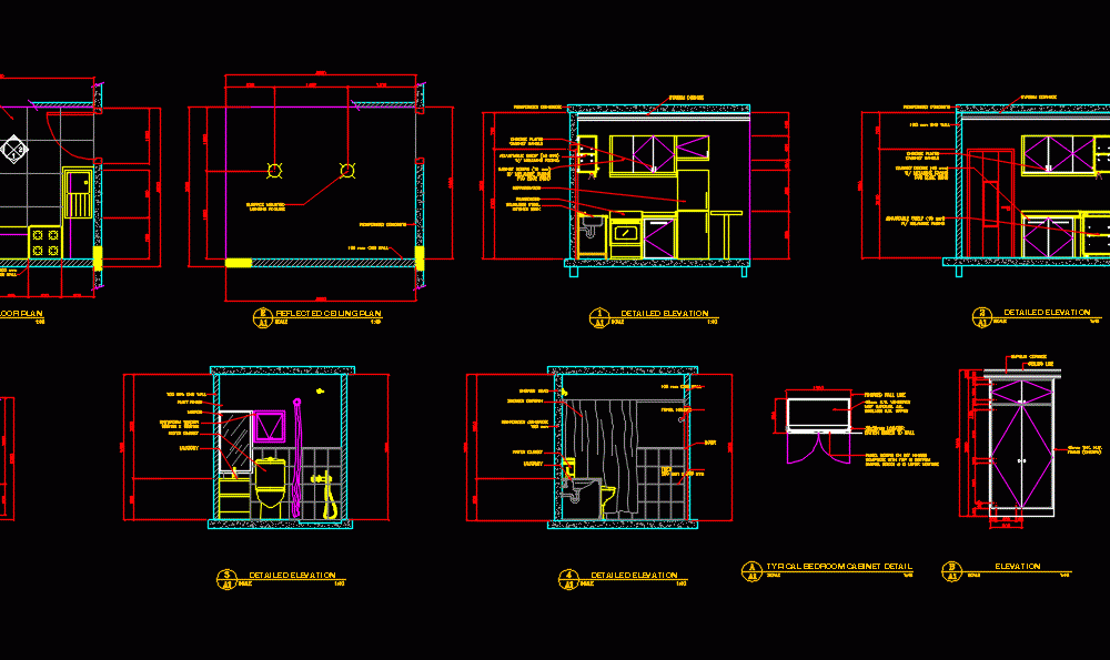 Detail Of Bedroom Cabinet; Bathroom DWG Detail for AutoCAD â€¢ Designs CAD