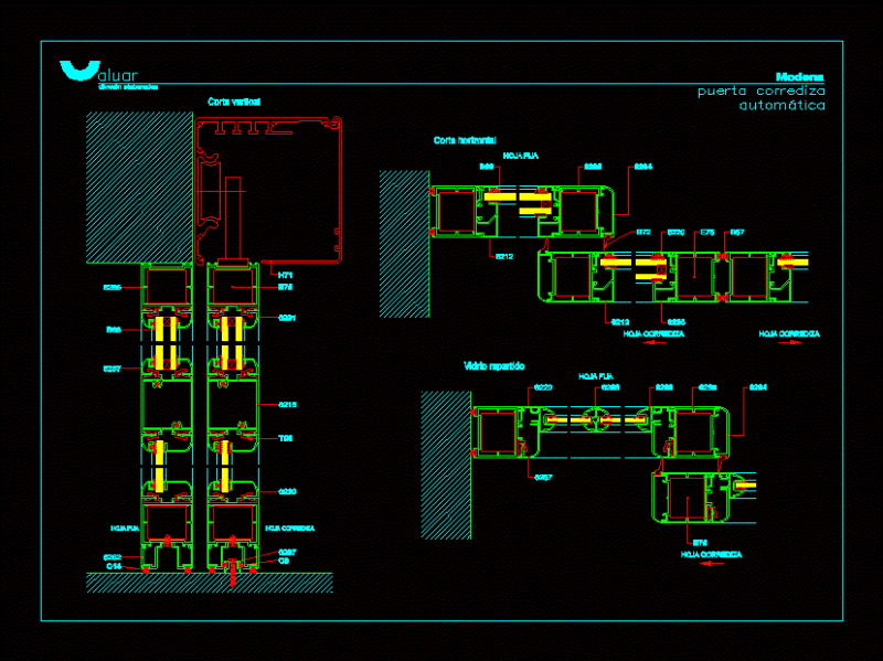 Detail Sliding Door – Automatic Sliding Door Aluar DWG Detail for AutoCAD