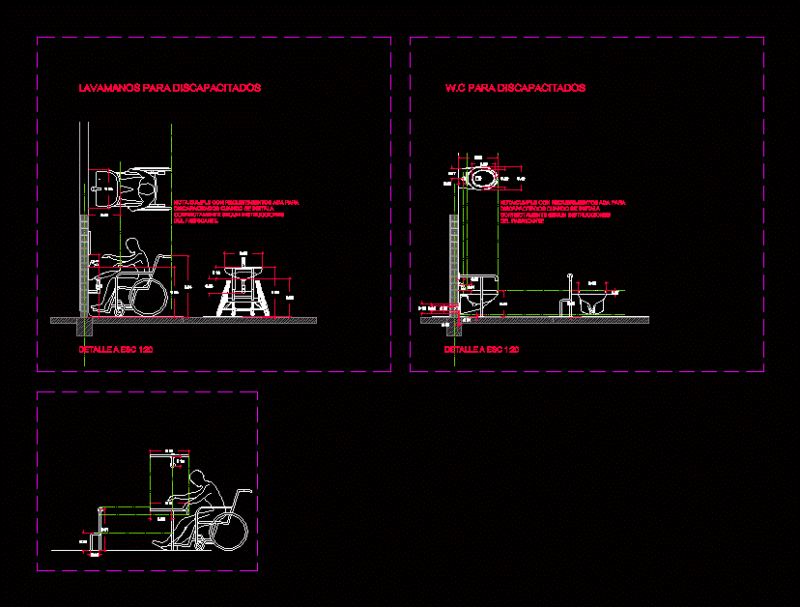 Details Of Accessories And Disabled Bath For Disabled DWG Detail for AutoCAD