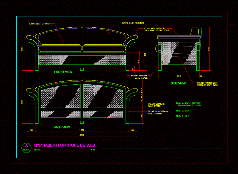 Details Of A Sofa DWG Detail for AutoCAD