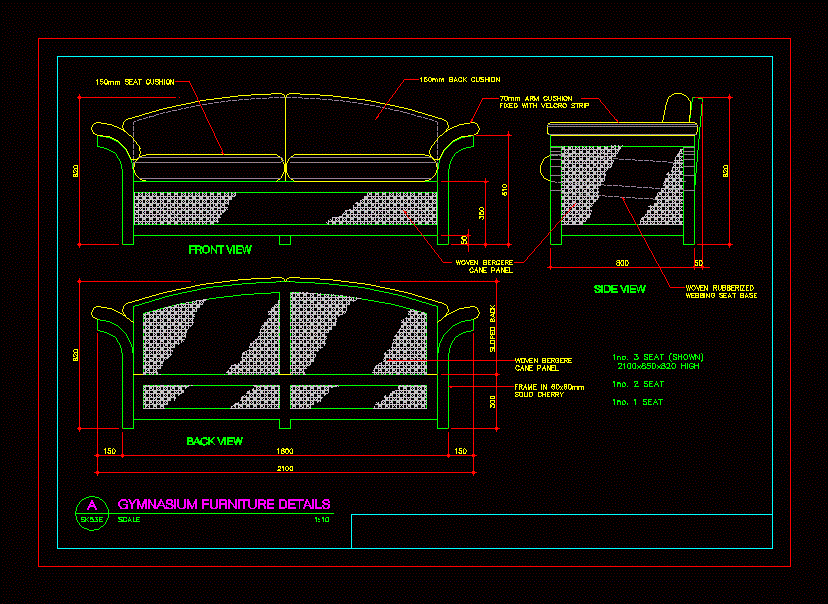 details of a sofa dwg detail for autocad • designs cad