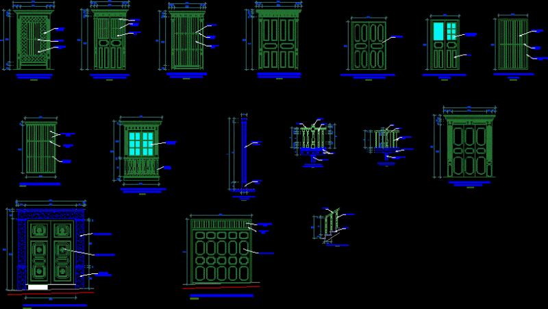 Details Of Colonial Doors DWG Detail for AutoCAD
