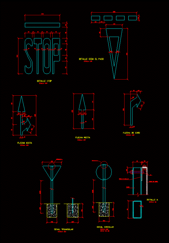 Details Traffic Signals 2D DWG Detail for AutoCAD