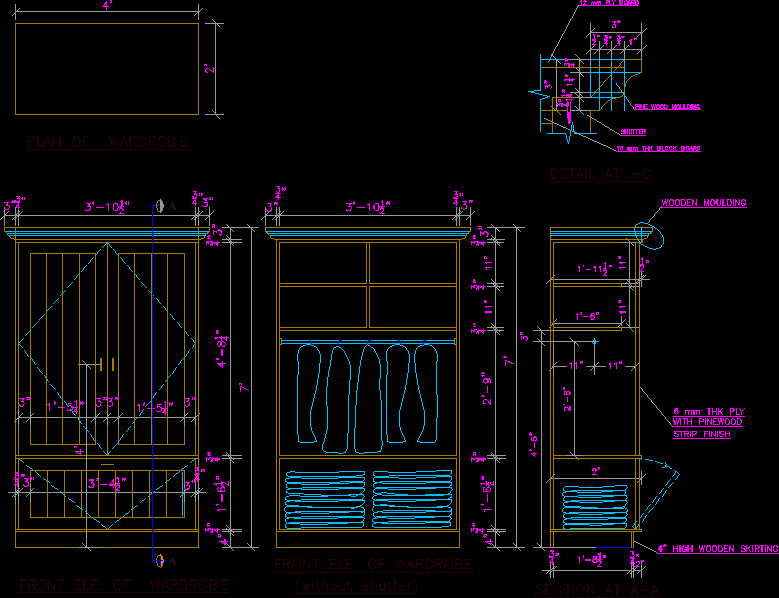 Details Wardrobe DWG Detail for AutoCAD • Designs CAD
