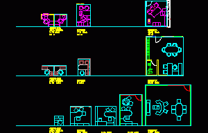 Offices of 3 Different Measures 2D DWG Detail for AutoCAD