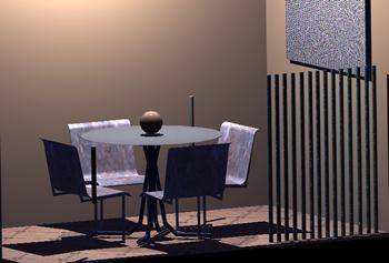 Round Table And 4 Chairs 3d Dwg Model, Round Table Party Room