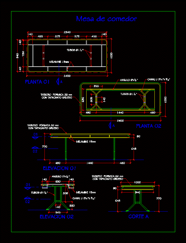 Dining Table DWG Block for AutoCAD
