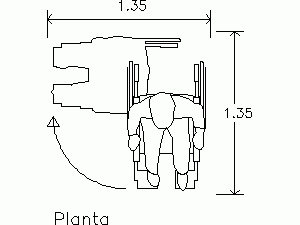 Disabled Person in Wheelchair 180 Degree Turning Radius 2D DWG Block for AutoCAD