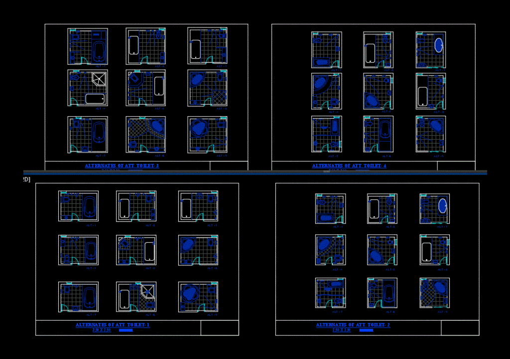 Distributions Of Bathrooms DWG Block for AutoCAD