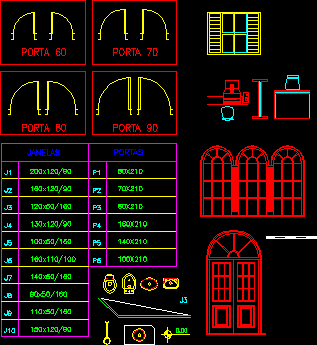 AutoCAD Window Elevations in 2D DWG Format -  Portugal