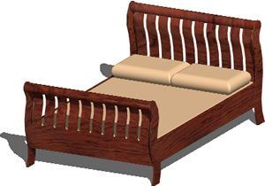 Double Bed With Vertical Slat Head and FootBoard 3D DWG Model for AutoCAD