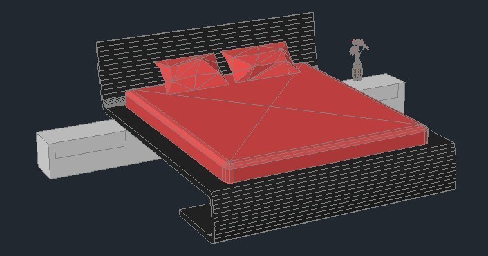 Double Bed 3D DWG Model for AutoCAD • Designs CAD