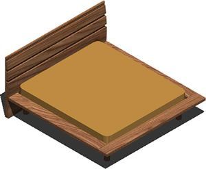 Double Bed With Wooden Cot and Headboard 3D DWG Model for AutoCAD