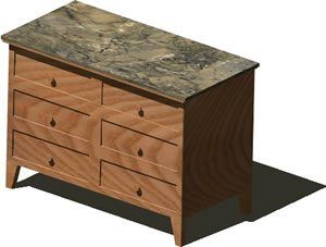 Small Wooden Cabinet with Drawers 3D DWG Model for AutoCAD