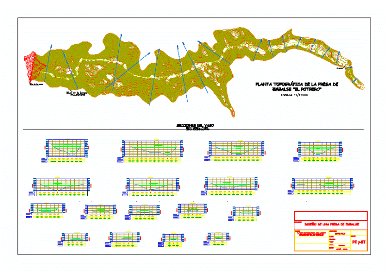 Earth Dam Design – Glass And Tranversales Sections DWG Section for AutoCAD