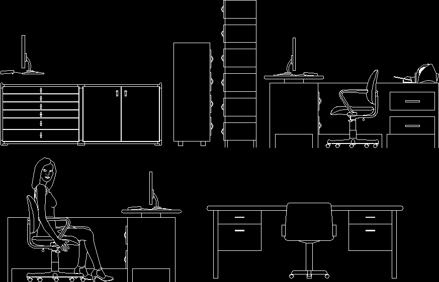 Elevation Of Office Furniture 2D DWG Elevation for AutoCAD 