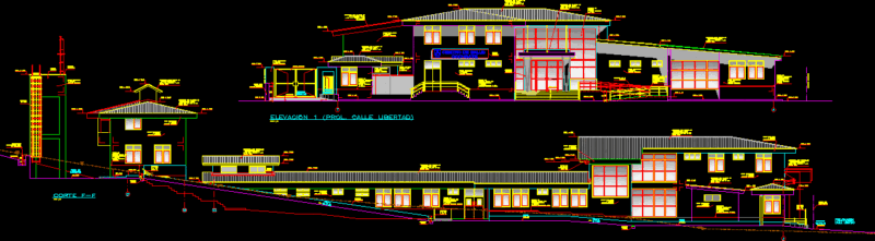 Elevation Of Health Center DWG Elevation for AutoCAD